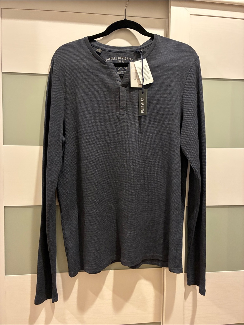 Buffalo David Bitton Men's Long Sleeve Henley in Dark Grey